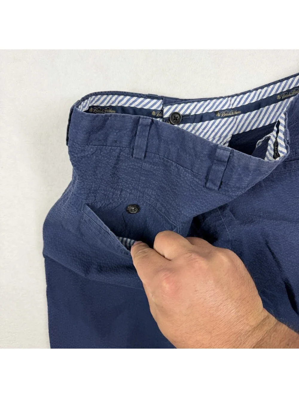 Brooks Brothers Pants Mens 34x32 Blue Genuine Seersucker Clark Chino Preppy